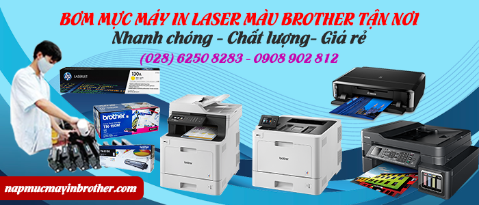 bơm mực máy in Brother laser màu tận nơi