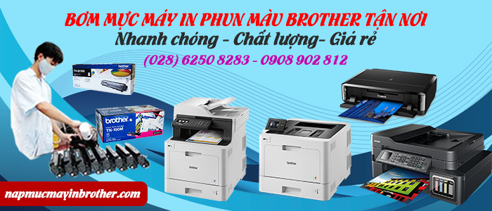 Bơm mực máy in Brother phun màu tận nơi