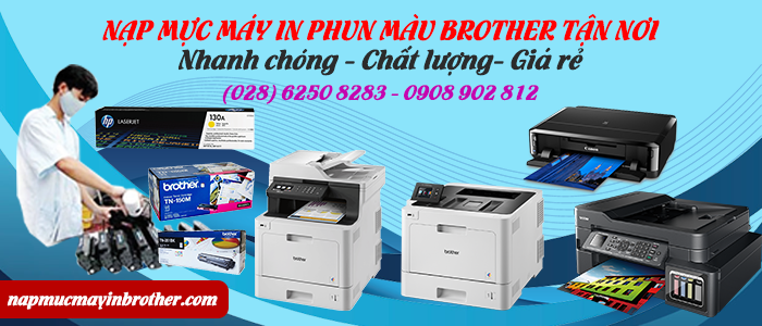 Nạp mực máy in Brother phun màu tân nơi giá rẻ