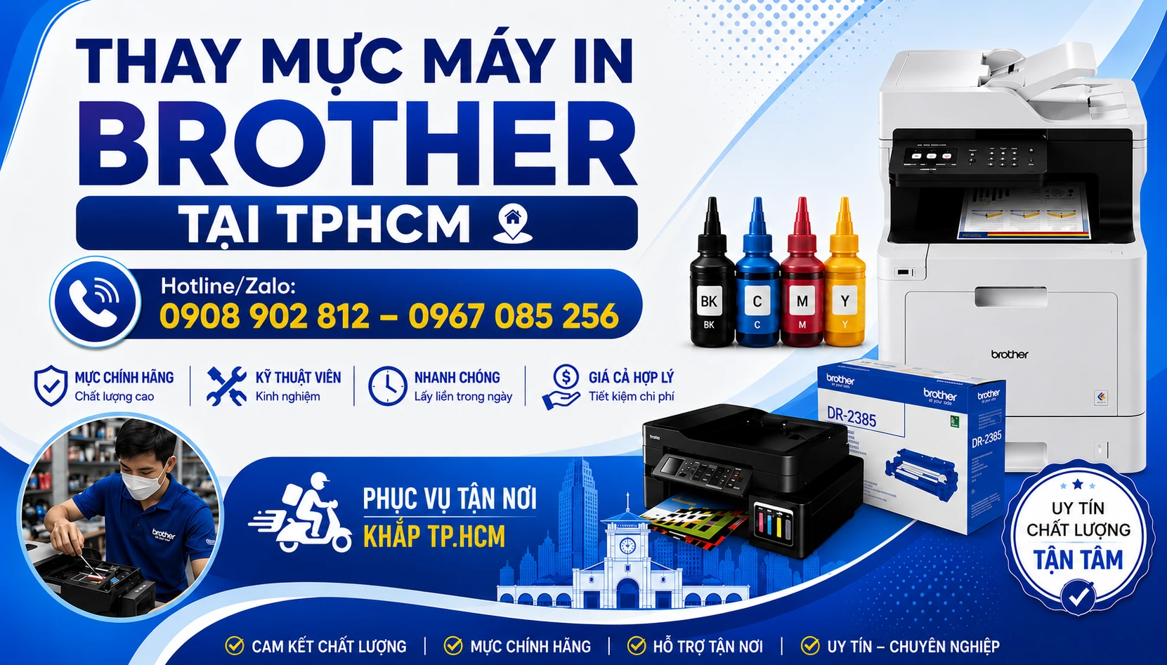 Thay Mực Máy In Brother Tại TPHCM Uy Tín, Có Mặt Nhanh Sau 30P
